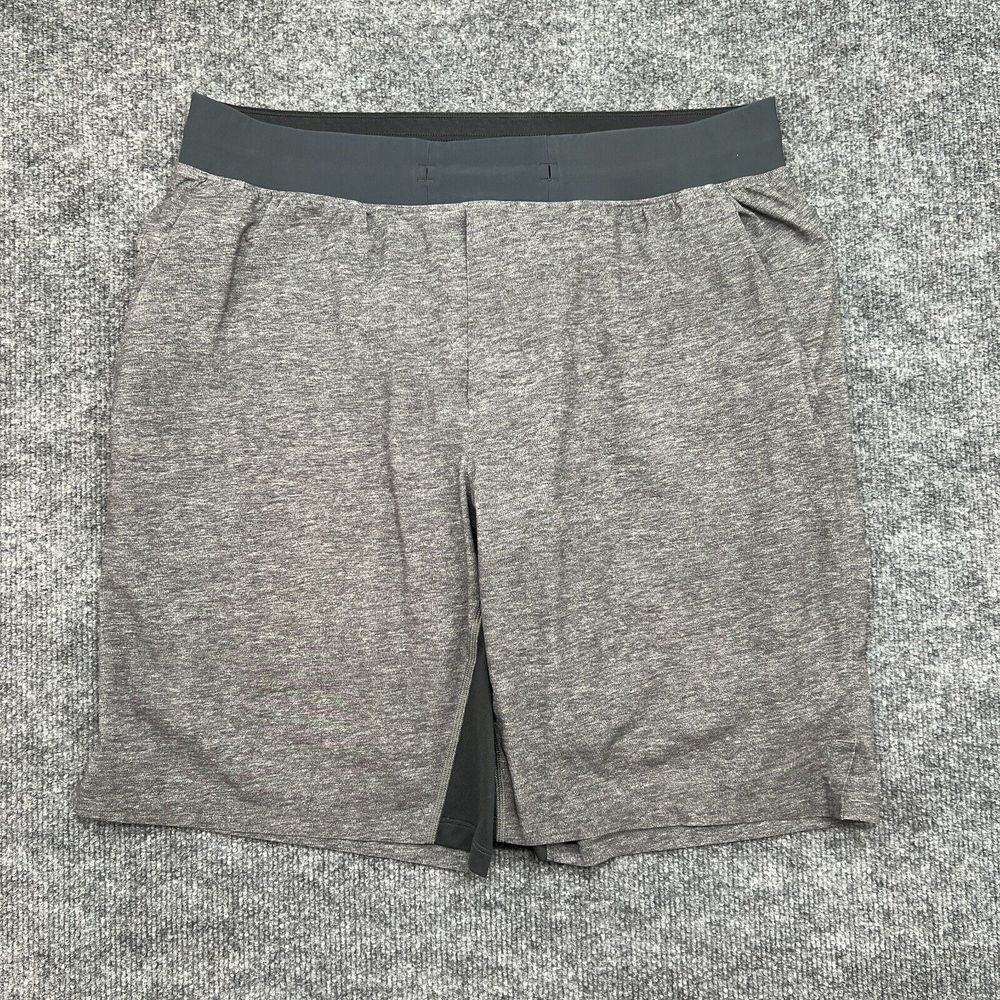 Lululemon Short Mens L -  x Barre3 T.H.E. 9" Nulux Liner Heather Deep Coal Black